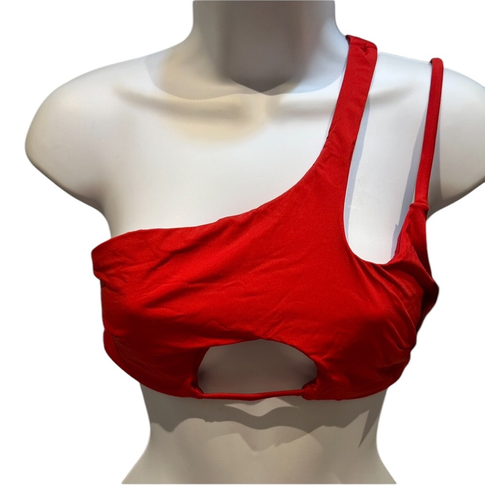 Yandy One Shoulder Cutout Underboob Bikini Top Red Size Medium New with Tag